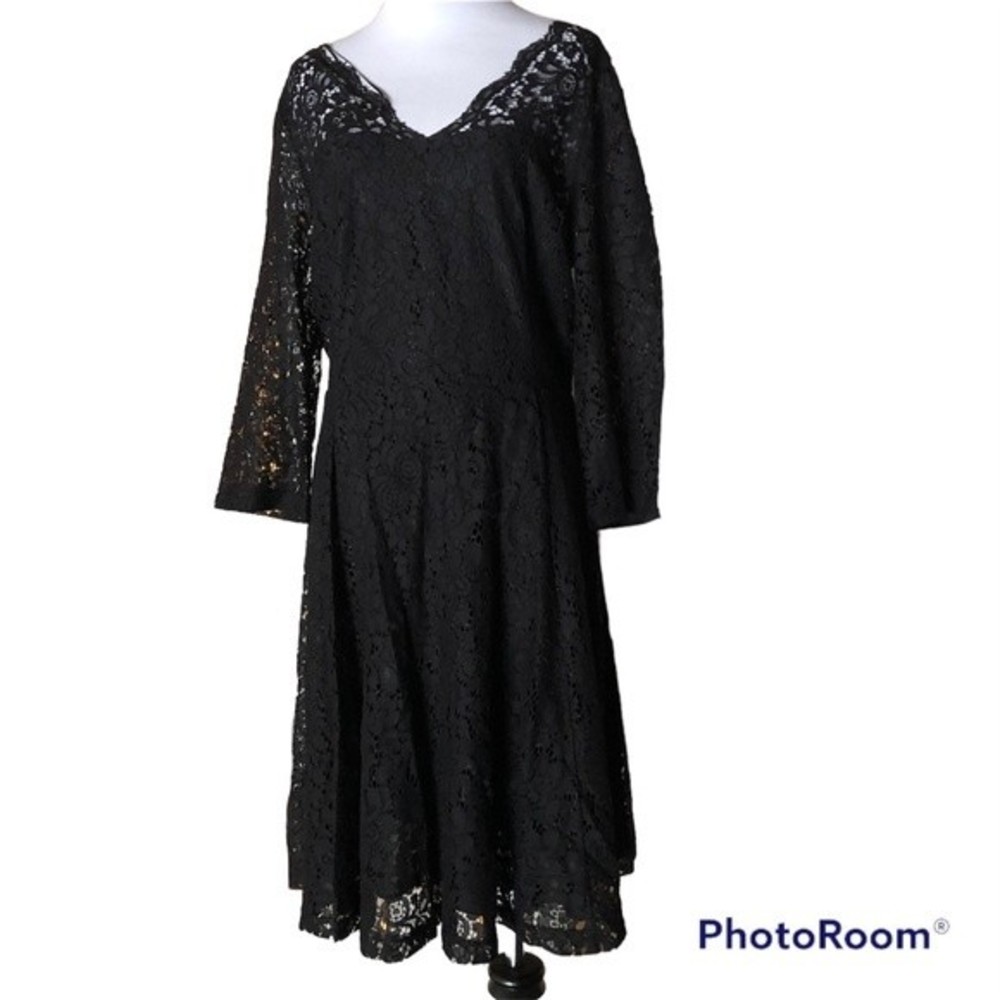 VTG Black Lace Dress by Benetton Stile NWT LBD Goth Witch Dark Fairy Prom
